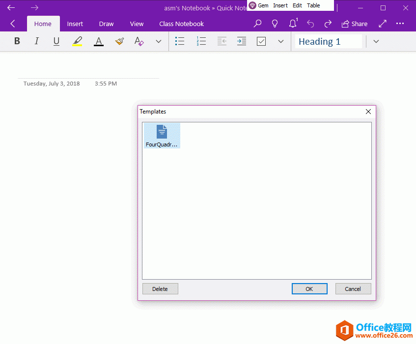 δӲ˵ģУѡģ뵽 OneNote 