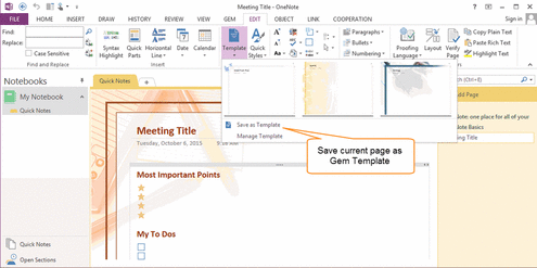 ༭ OneNote ҳ׼Ϊģ