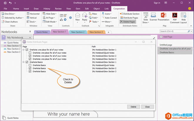  OneNote һο¡ѡеҳ浽