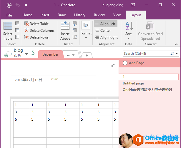 HomeInsertSelectTableSelectI - OneNoteDraw HistoryFormatInsertInserthuqiang dingReview ViewLayo utDelete TableDelete ColumnsDelete RowsDelete Align Left CenterAlign RightAlignment91SortConvert to ExcelSpreadsheetConvert13Eecember8:48Search (CtrlEl+ Add PageUntitled page 