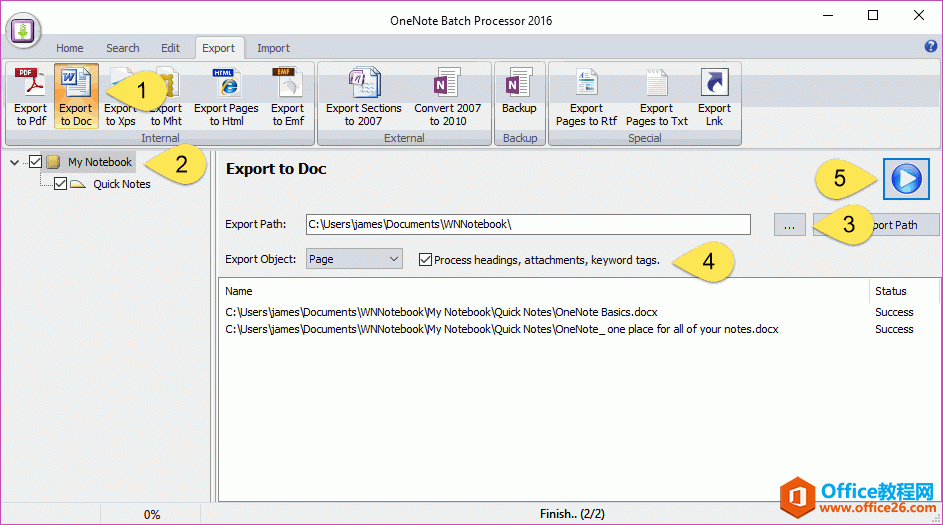  OneNote Batch ﵼбʼǱҳΪ DOCX ļ 