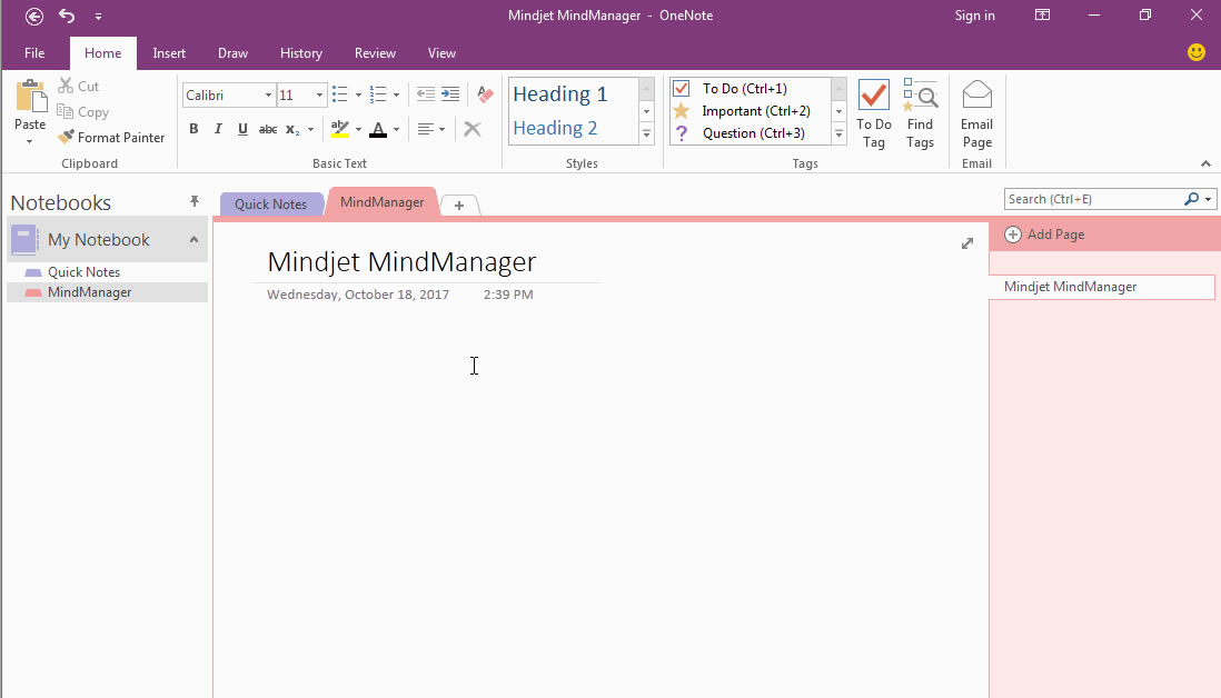  MindManager д༭ OneNote ҳ