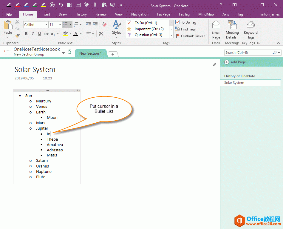 һ OneNote ָҪתĿб 