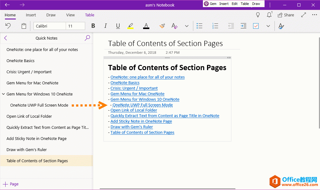 δǰ OneNote ҳģΪҳĿ¼