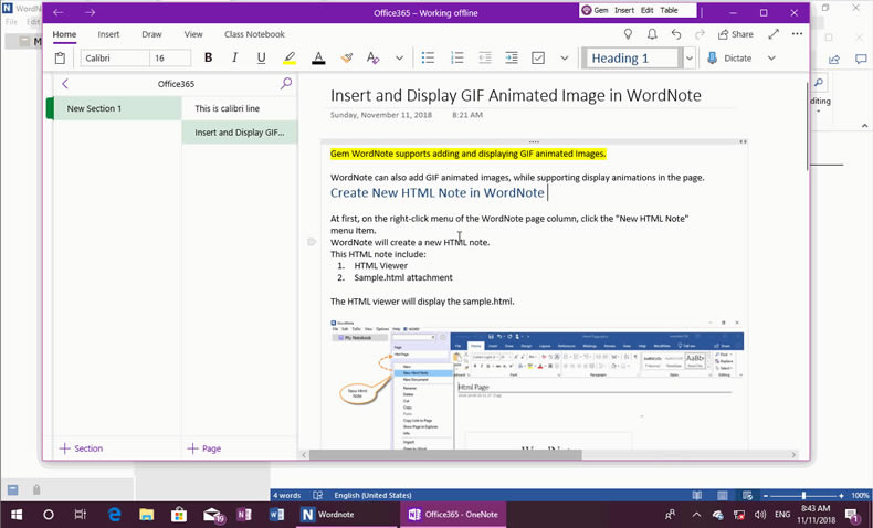 ʹ Gem Menu for OneNote UWP Ϊܣ OneNote Ϊ Word ĵ