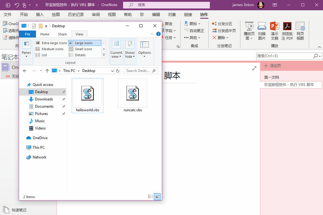  OneNote ʹ䱦ťؼִ VBS űⲿ