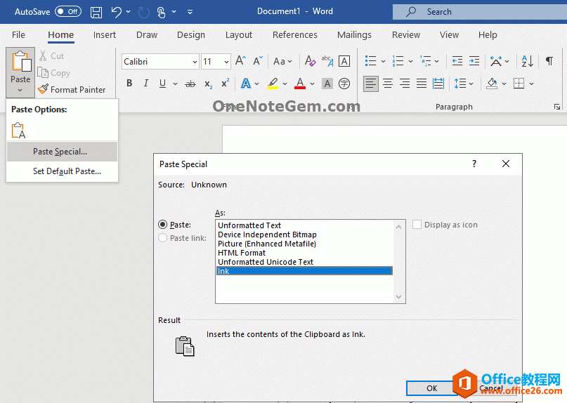 θ OneNote едͼī Word У Ink ʽ