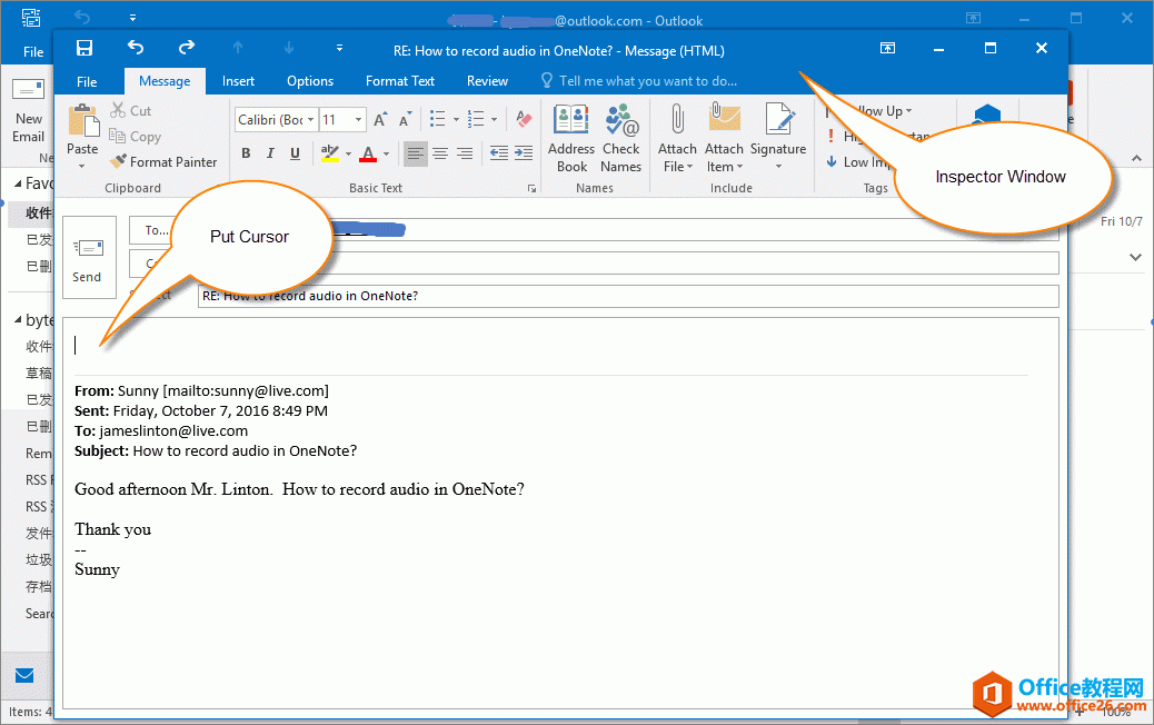 ʹ OneNote Ϊ Outlook Զͼļ