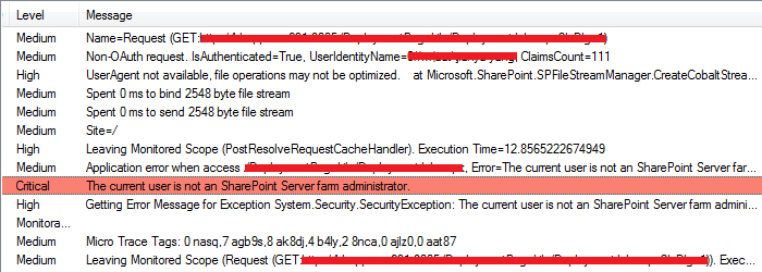 SharePoint Error - The current user is not an SharePoint Server farm administrator_վ