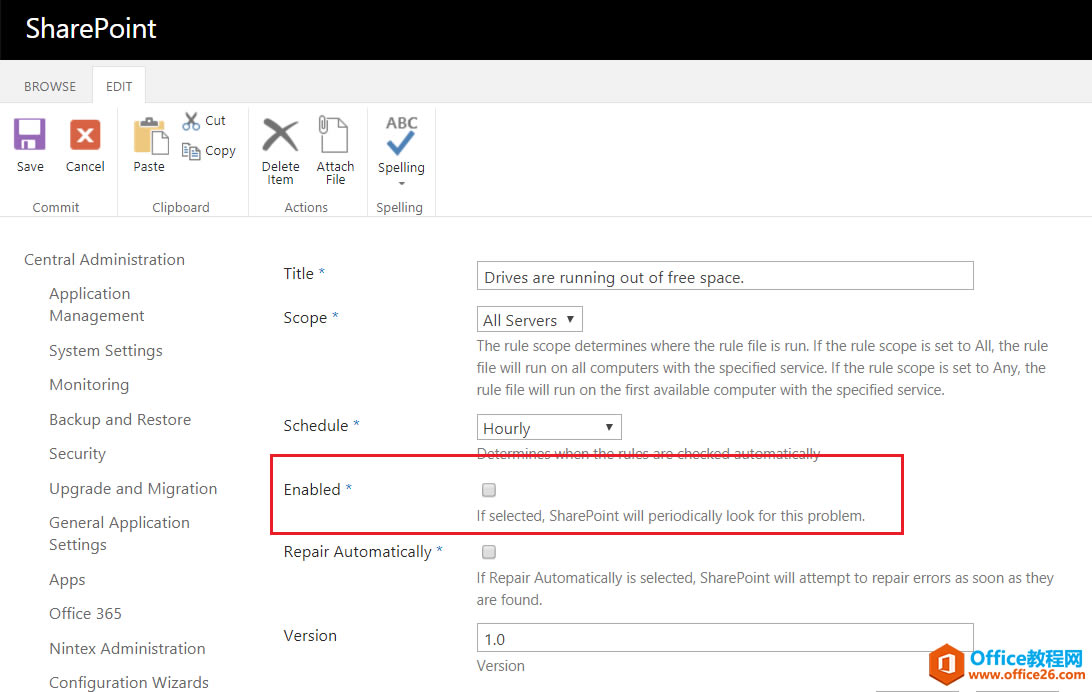 Fix Drives are running out of free space Error in SharePoint Health Analyzer_վ