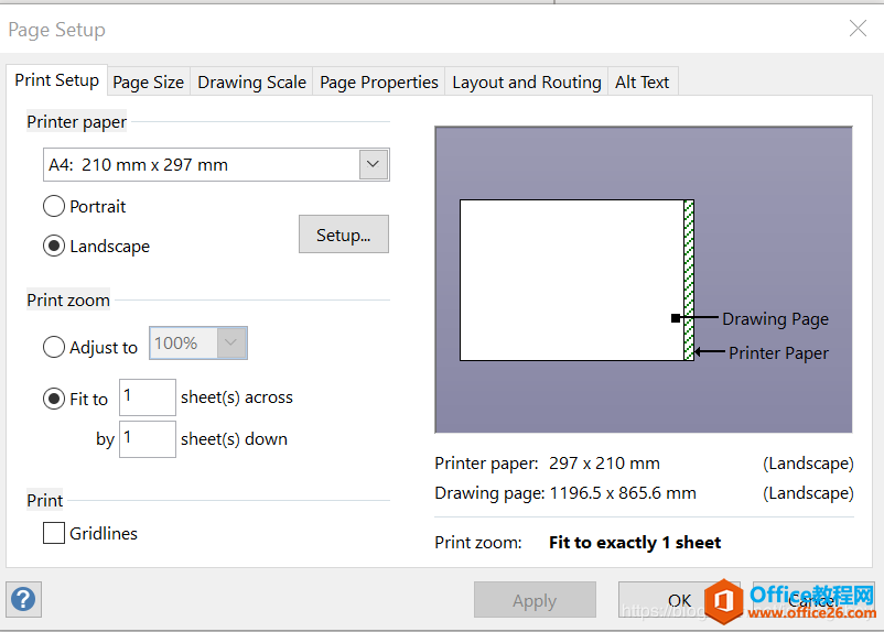 Custom sizePage orientation